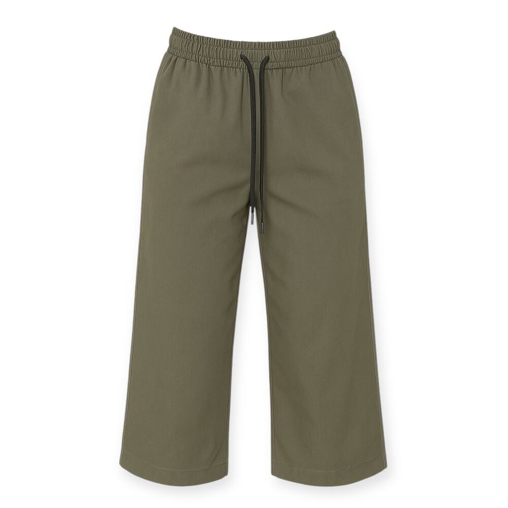 BITE Studios Women's L Elastic‎ Waist Pull On Straight Leg Pants Green Relaxed